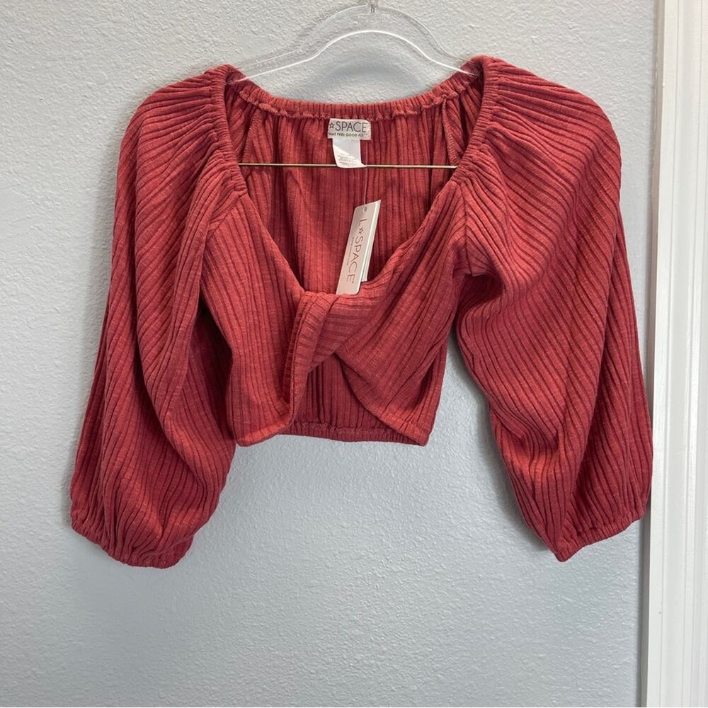 L*Space Cropped Top Twist Middle Jemma Brick Knit Top